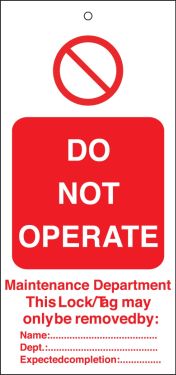 DO NOT OPERATE M.D. Tagout: Warning Tag