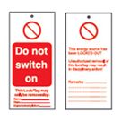 DO NOT SWITCH ON Tagout: Warning Tag