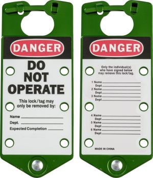 Labelled Group Lockout Hasps - Green (Pack of 5)