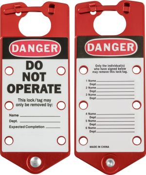 Labelled Group Lockout Hasps - Red (Pack of 5)