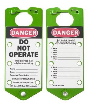 Labelled Group Lockout Hasps - Green (Pack of 5)