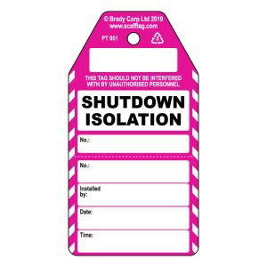 Shutdown Isolation 2 part tag (Pack of 50)